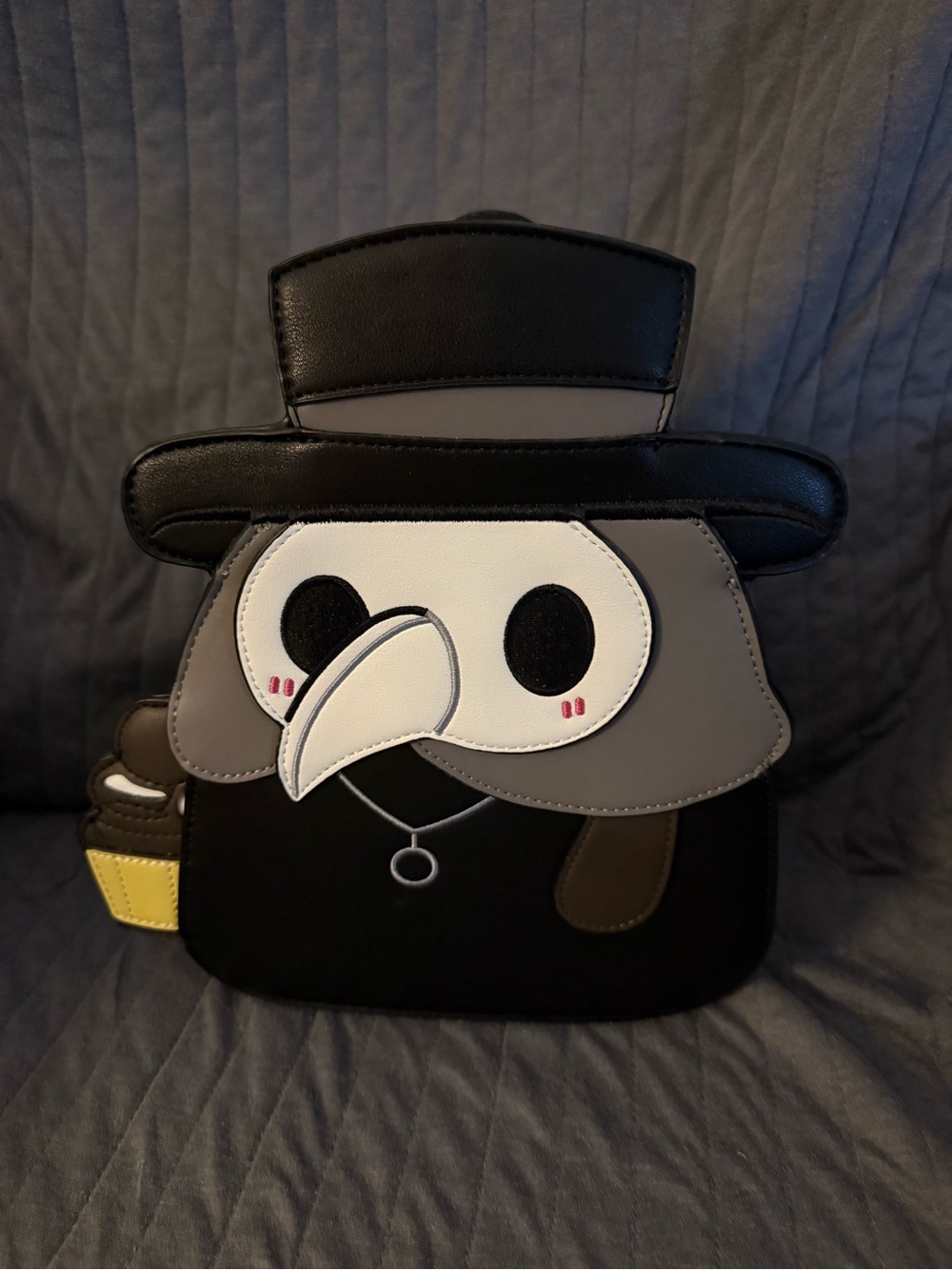 Plague Doctor Character Mini Backpack in Black and Gray